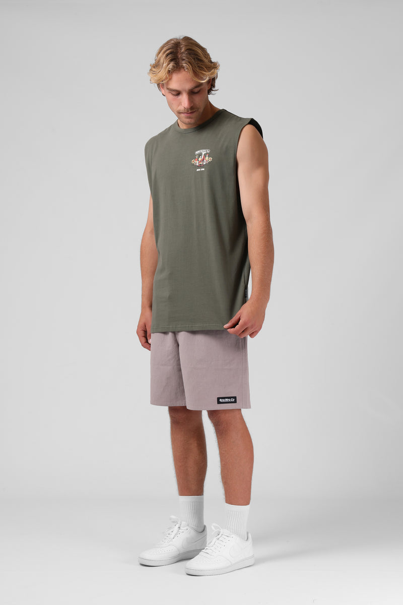 Outdoor Co Muscle Tee - Dk Olive
