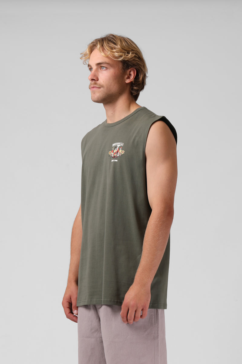 Outdoor Co Muscle Tee - Dk Olive