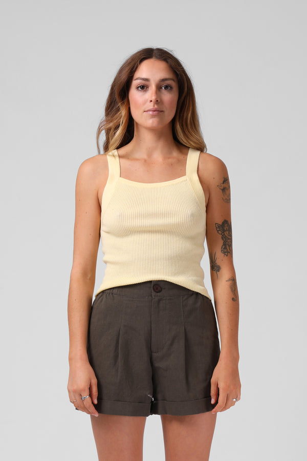 Knit Singlet - Pastel Yellow