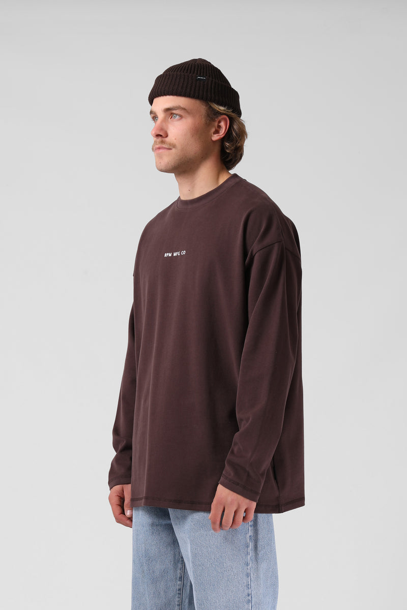 Sanded OS LS Tee - Rich Chocolate