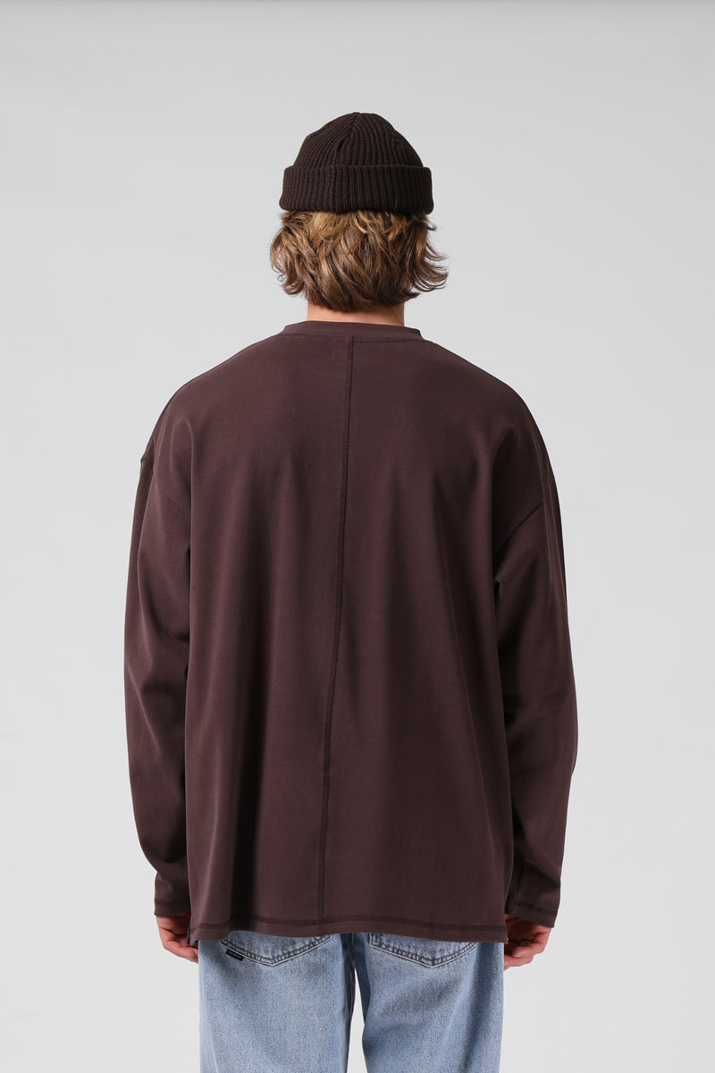 Sanded OS LS Tee - Rich Chocolate