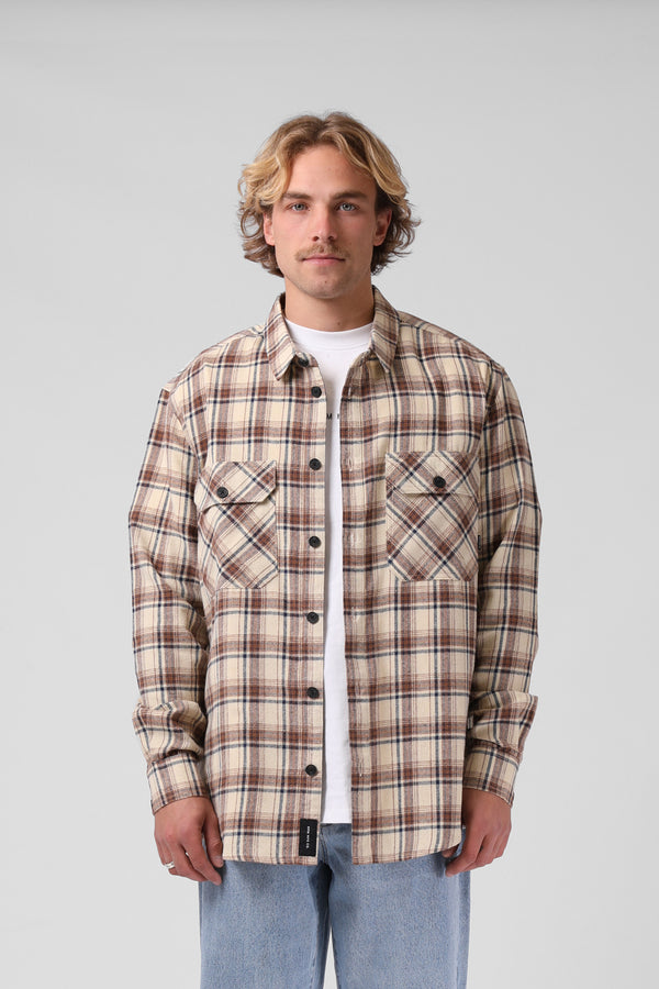 Plaid L/S Shirt - Cream / Blue