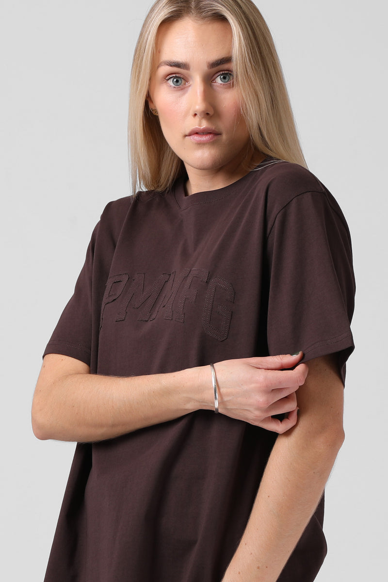College Applique OS Tee - Cocoa