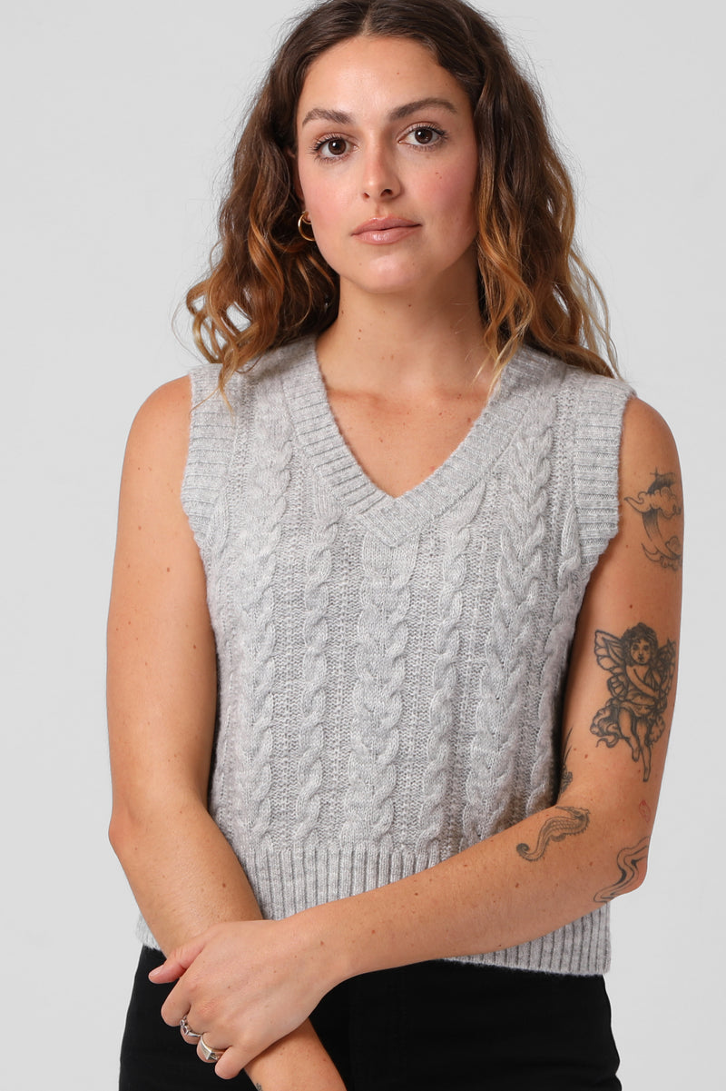 Knit Vest - Lt Grey Marl