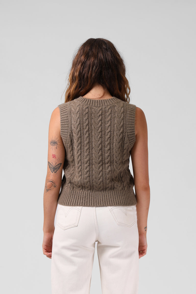 Knit Vest - Olive Marl