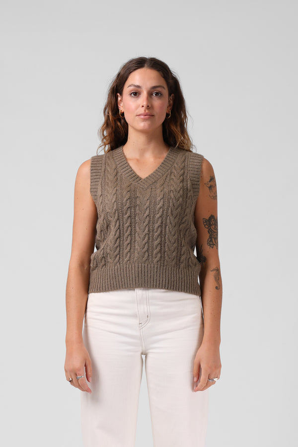 Knit Vest - Olive Marl