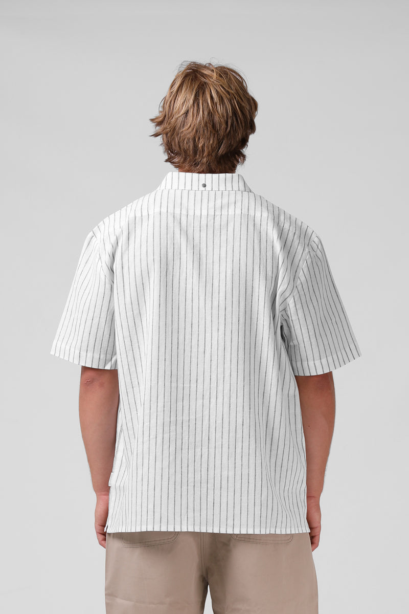 Linen Stripe SS Shirt - White Stripe