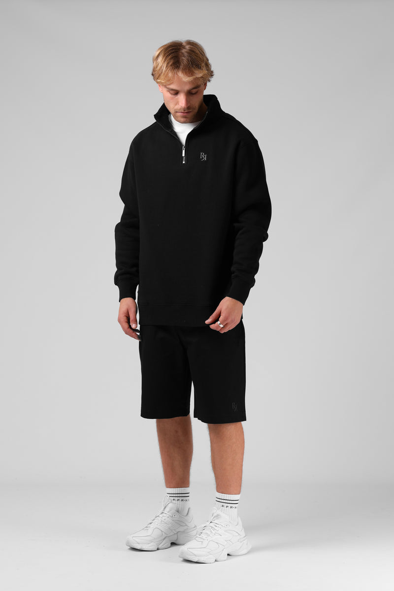 Track 1/4 Zip Sweater - Black