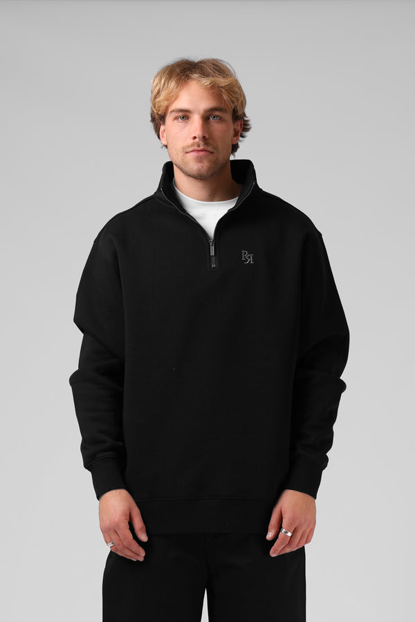 Track 1/4 Zip Sweater - Black