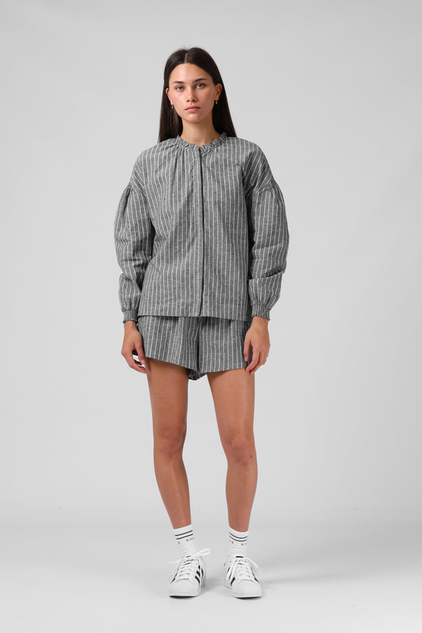 Olive Blouse - Black Stripe