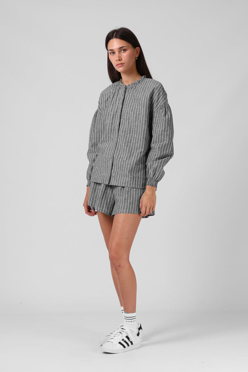 Olive Blouse - Black Stripe