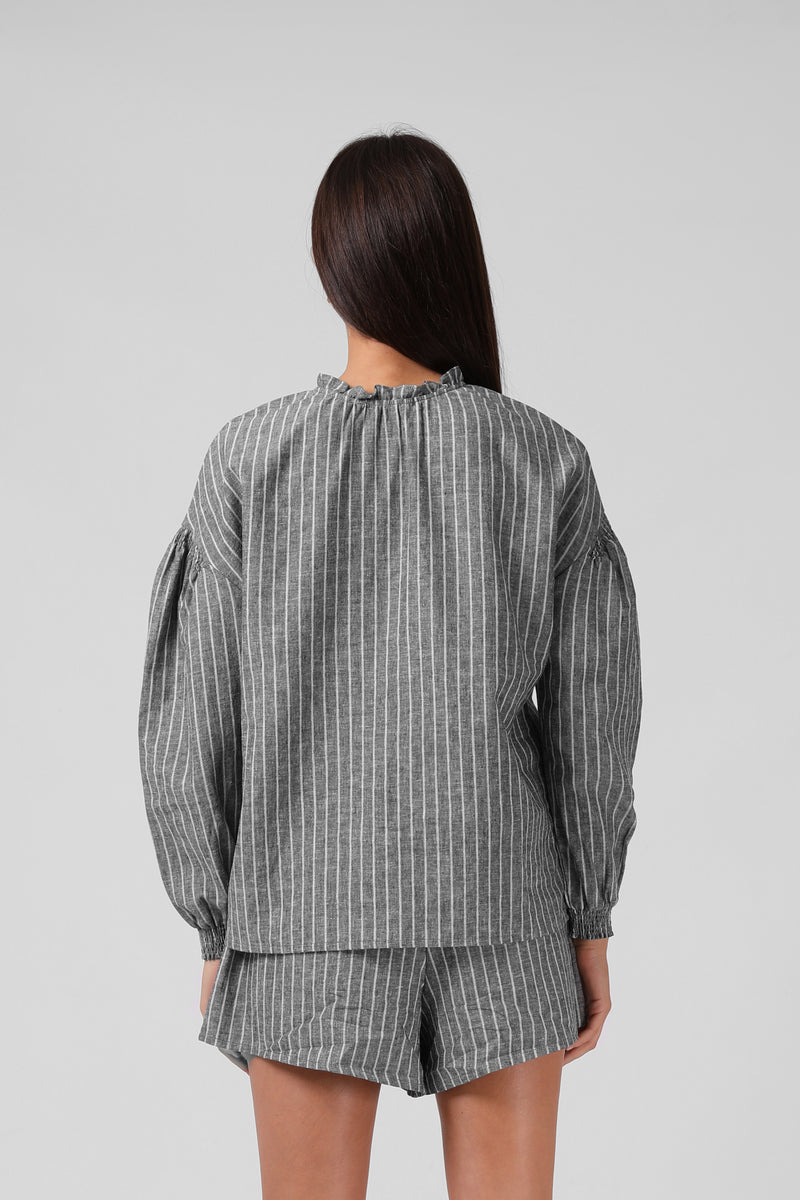 Olive Blouse - Black Stripe