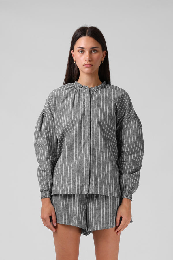 Olive Blouse - Black Stripe