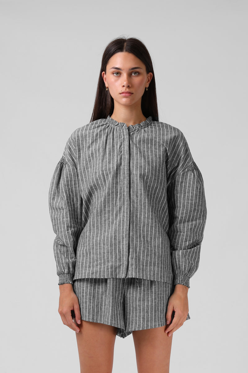 Olive Blouse - Black Stripe