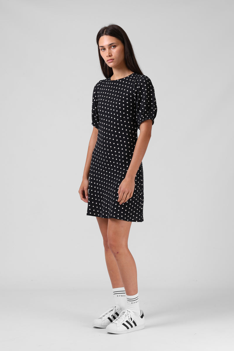Holiday Mini Dress - Black Pokadot