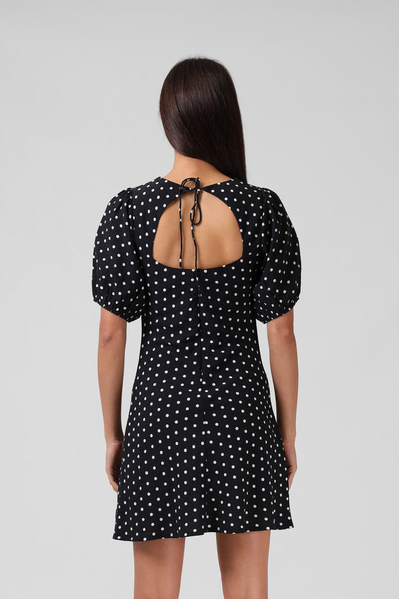 Holiday Mini Dress - Black Pokadot