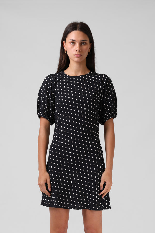 Holiday Mini Dress - Black Pokadot