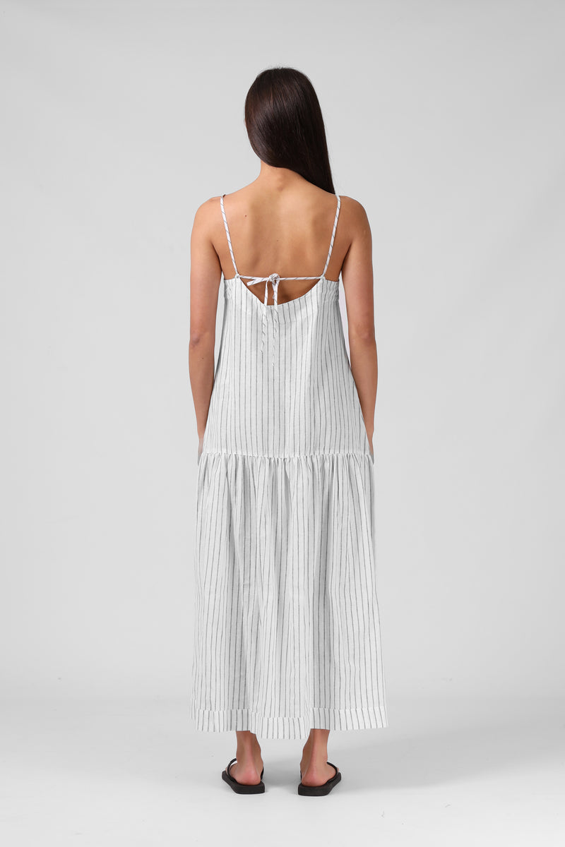 Lily Dress - White Stripe