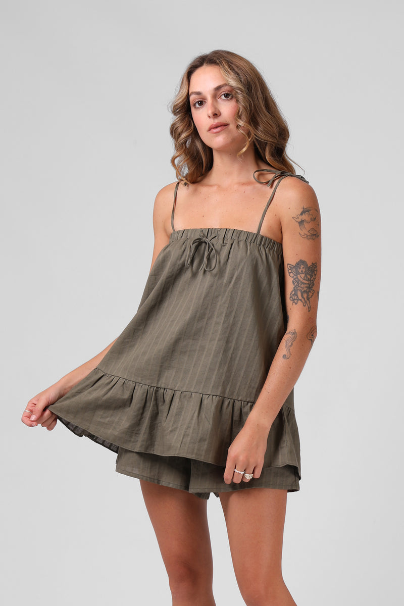 Tilly Top - Olive Textured