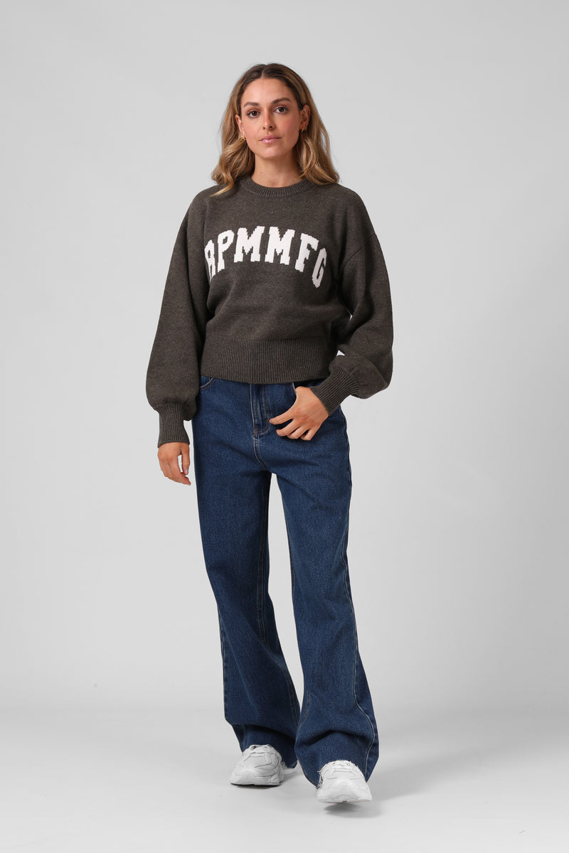 Ayla Varsity  Knit - Khaki