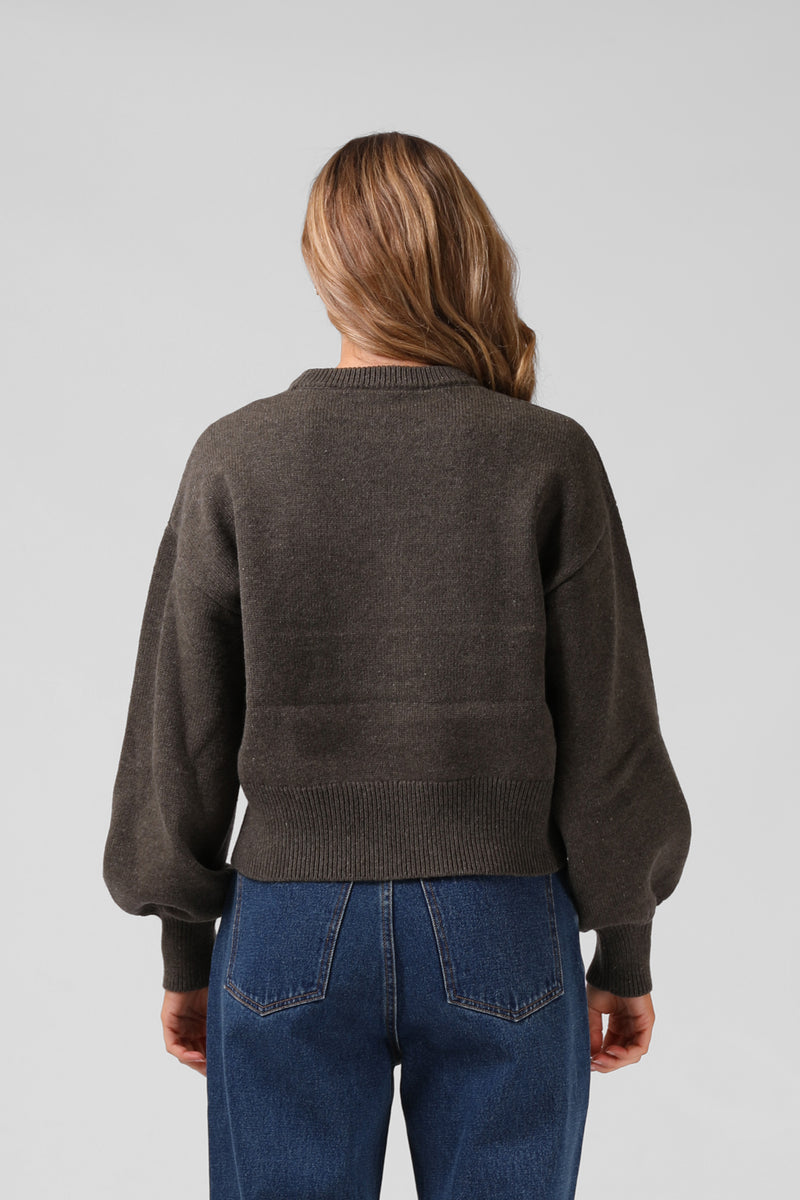 Ayla Varsity  Knit - Khaki