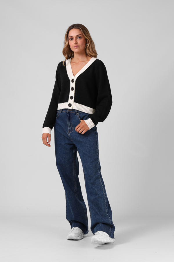 Cropped Cardigan - Black