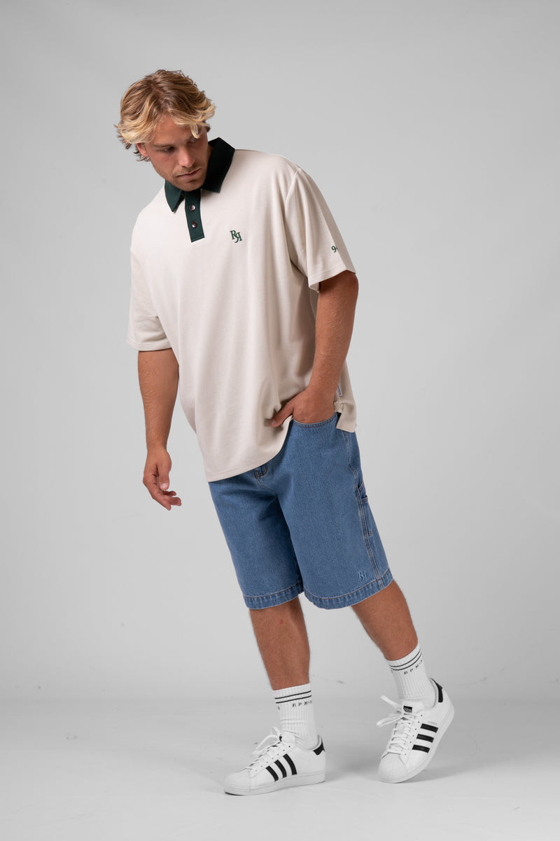 Contrast Polo - Cream/Bottle