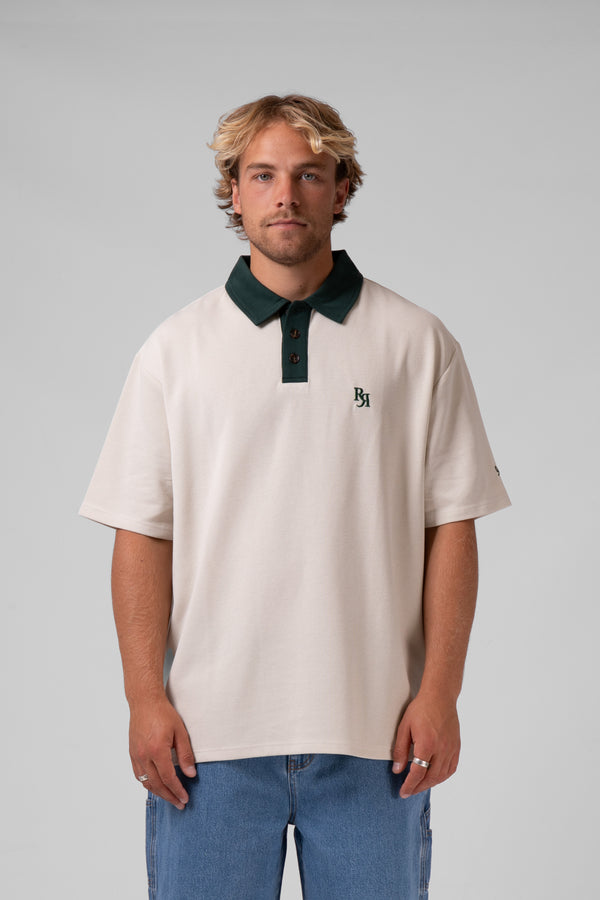 Contrast Polo - Cream/Bottle