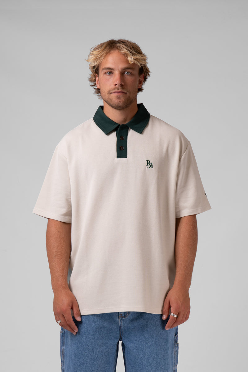 Contrast Polo - Cream/Bottle