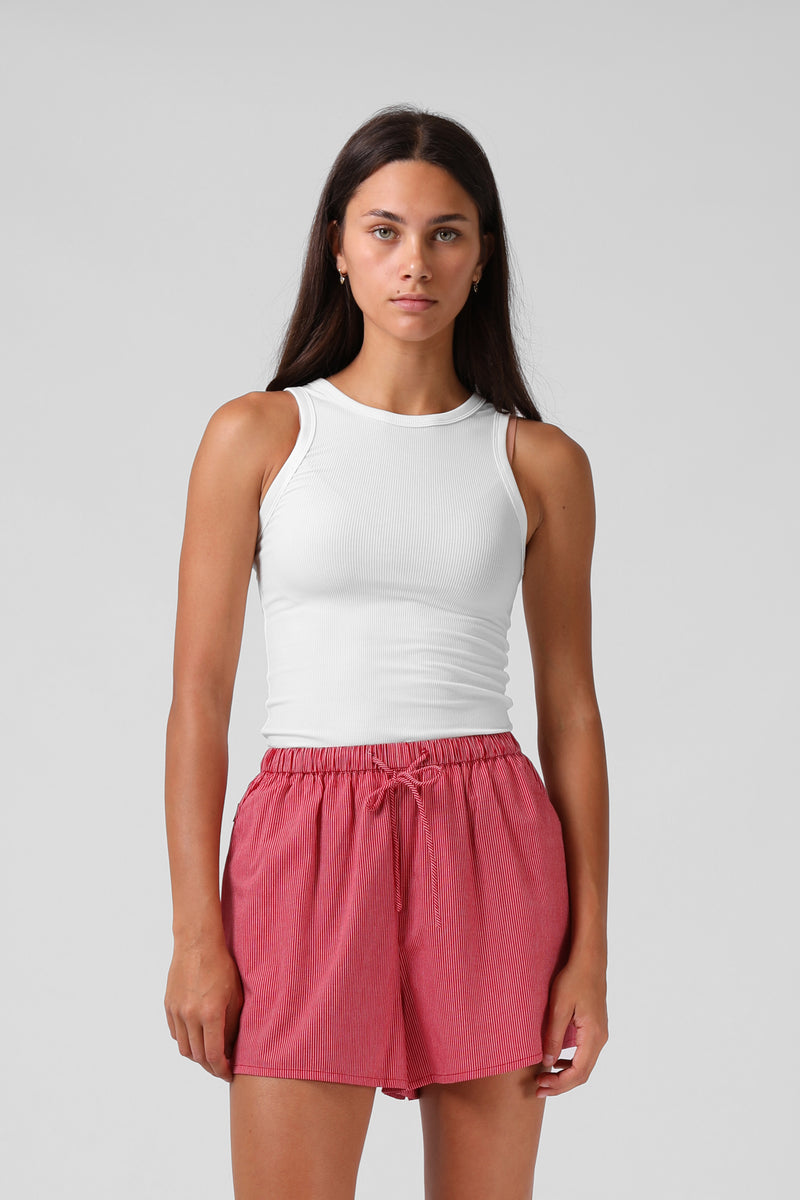 Ribbed Singlet - White