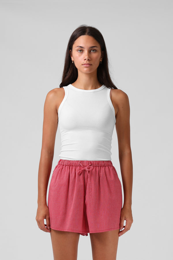 Ribbed Singlet - White