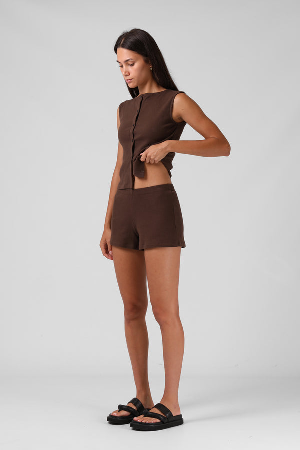 Ribbed Shorty Short - Chocolate