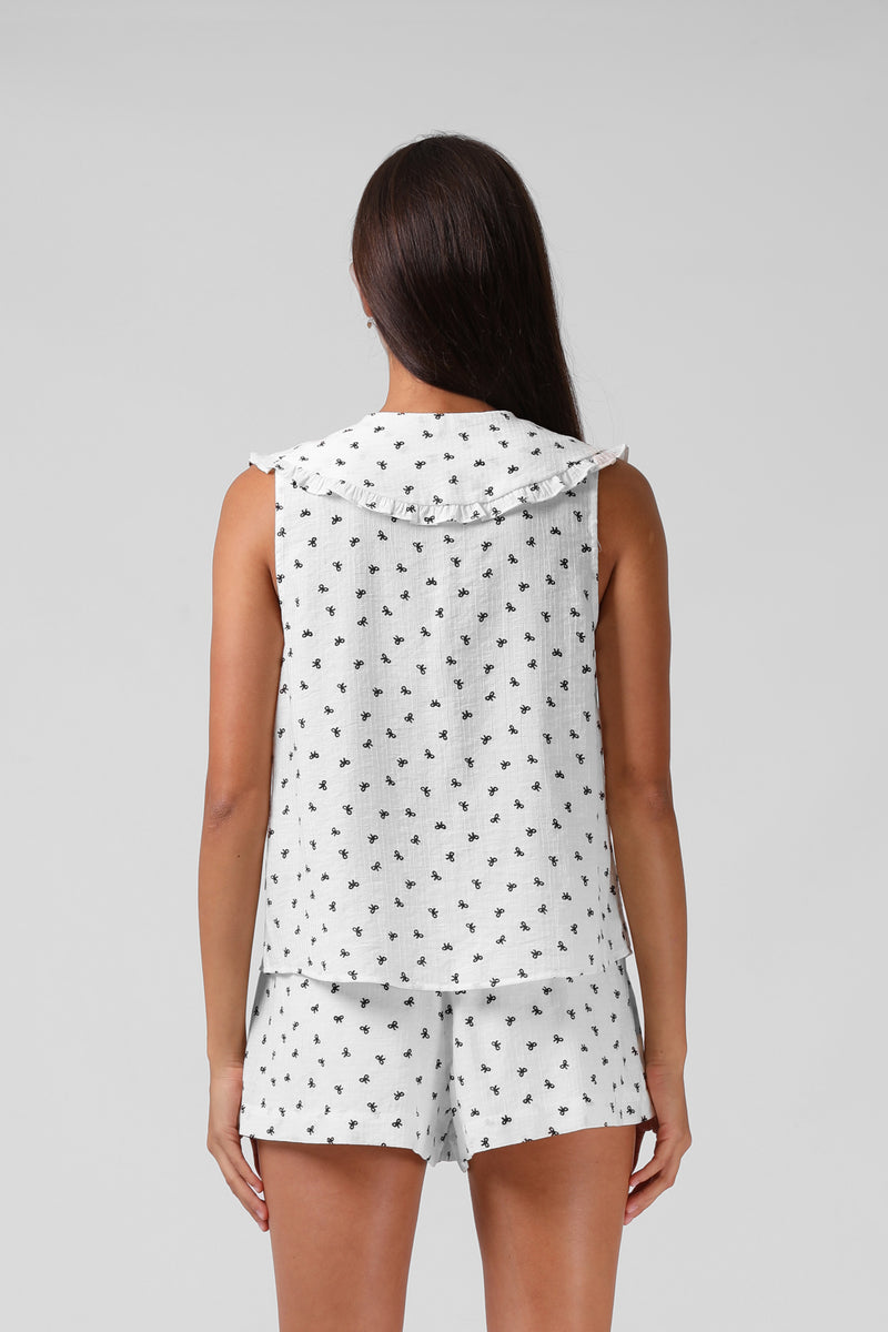 Addison Blouse - White Bows