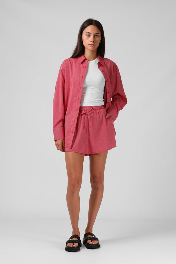 Oversize Shirt - Red Pinstripe
