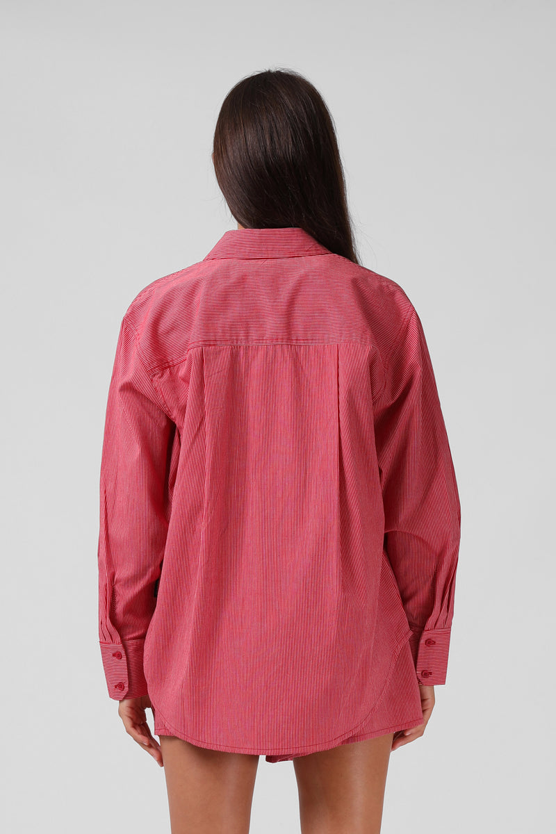 Oversize Shirt - Red Pinstripe