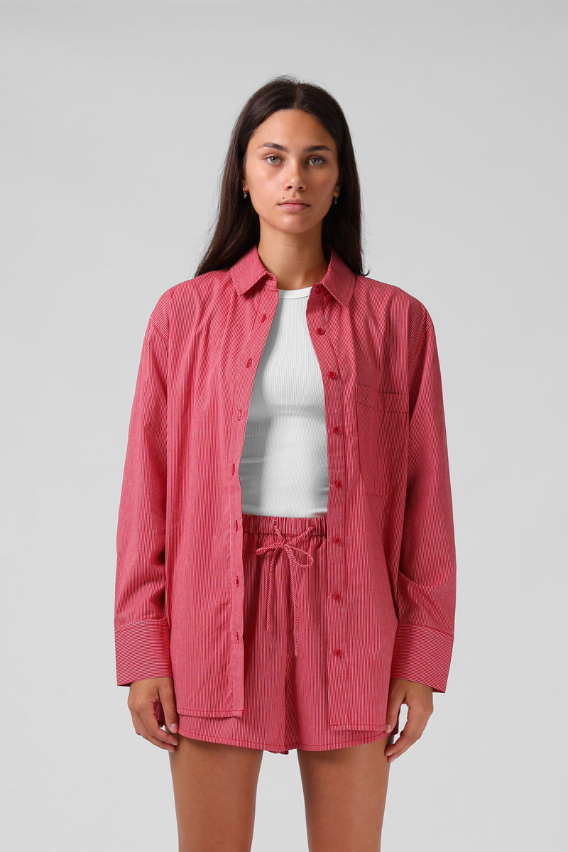 Oversize Shirt - Red Pinstripe