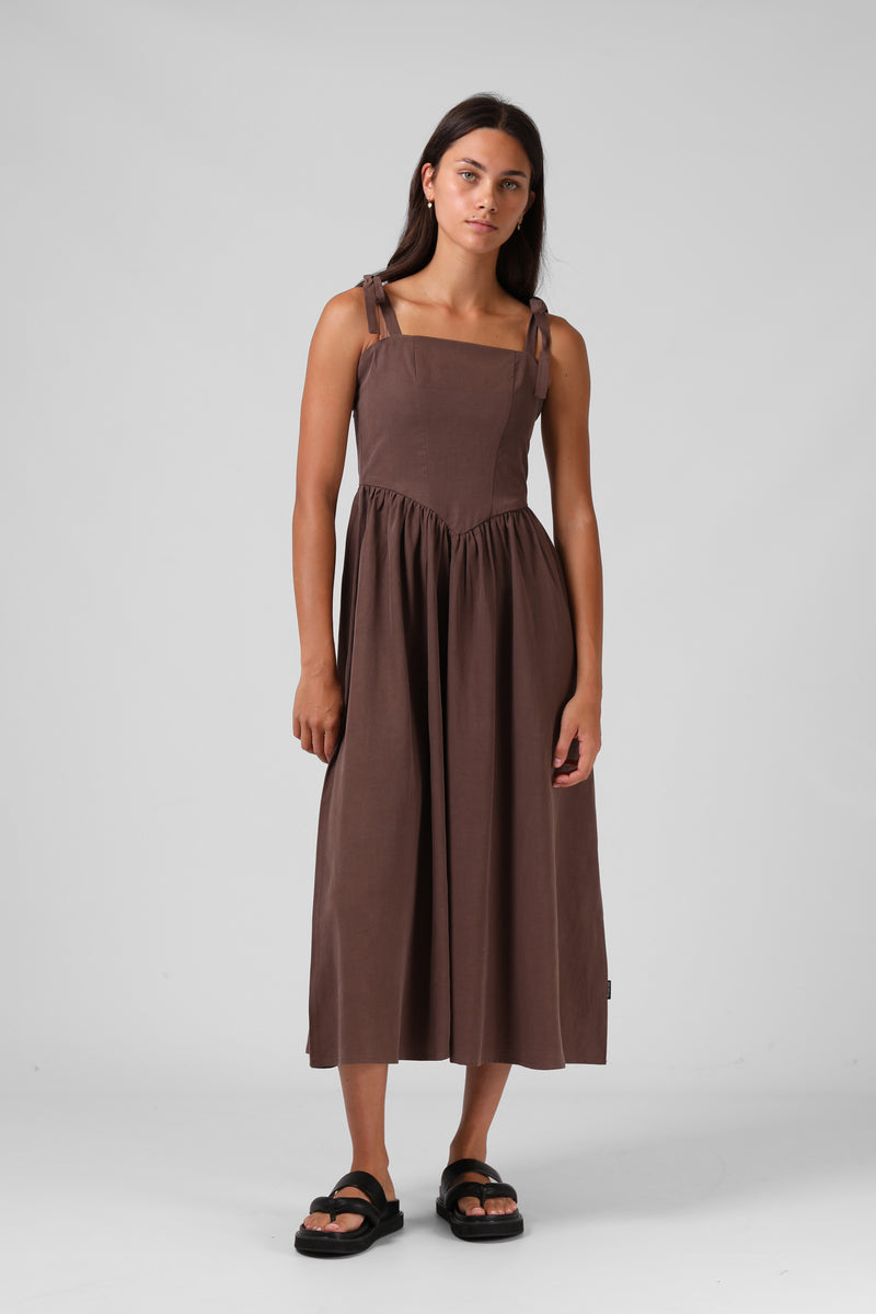 Sofia Midi Dress - Chocolate