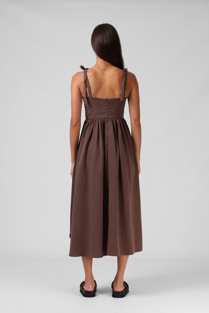 Sofia Midi Dress - Chocolate