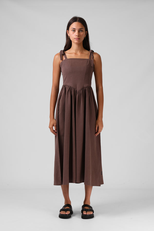 Sofia Midi Dress - Chocolate