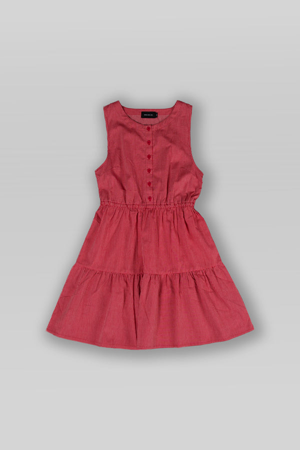 Smock Midi Dress - Red Pinstripe