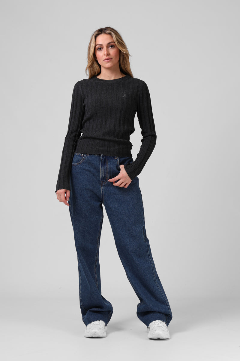 Knitted L/S - Black Marl