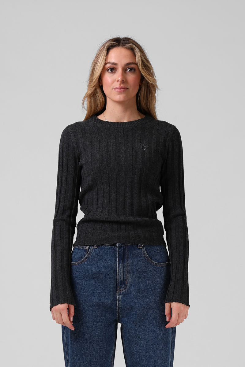 Knitted L/S - Black Marl