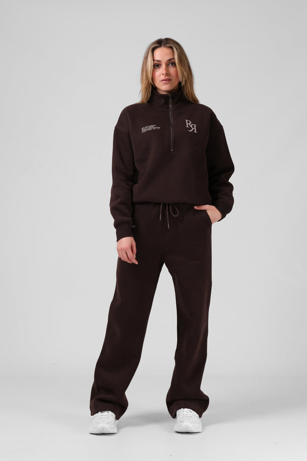 W 1/4 Zip Sweater - Chocolate