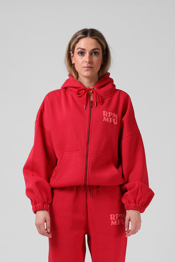 Zip Thru Hood - Red
