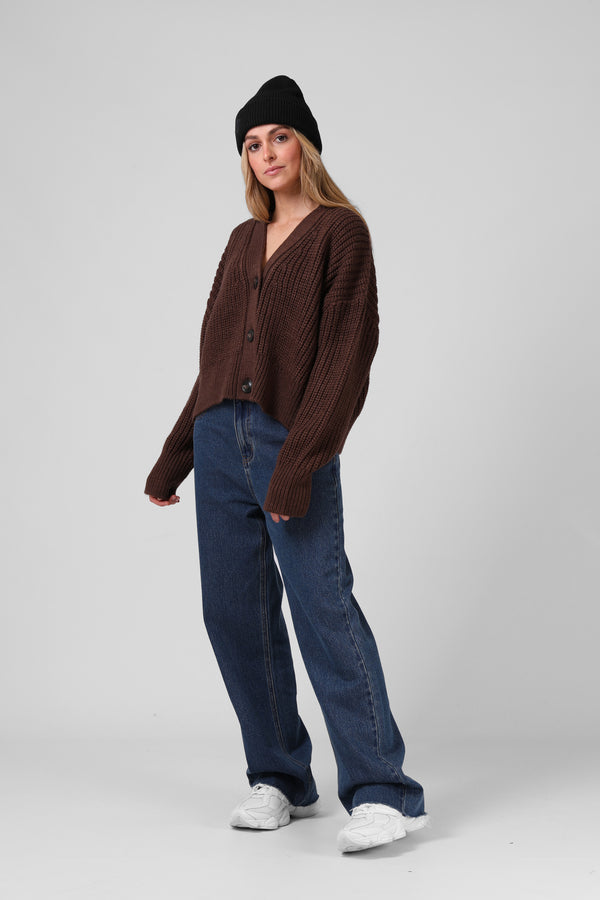 Chunky Cardigan - Chocolate
