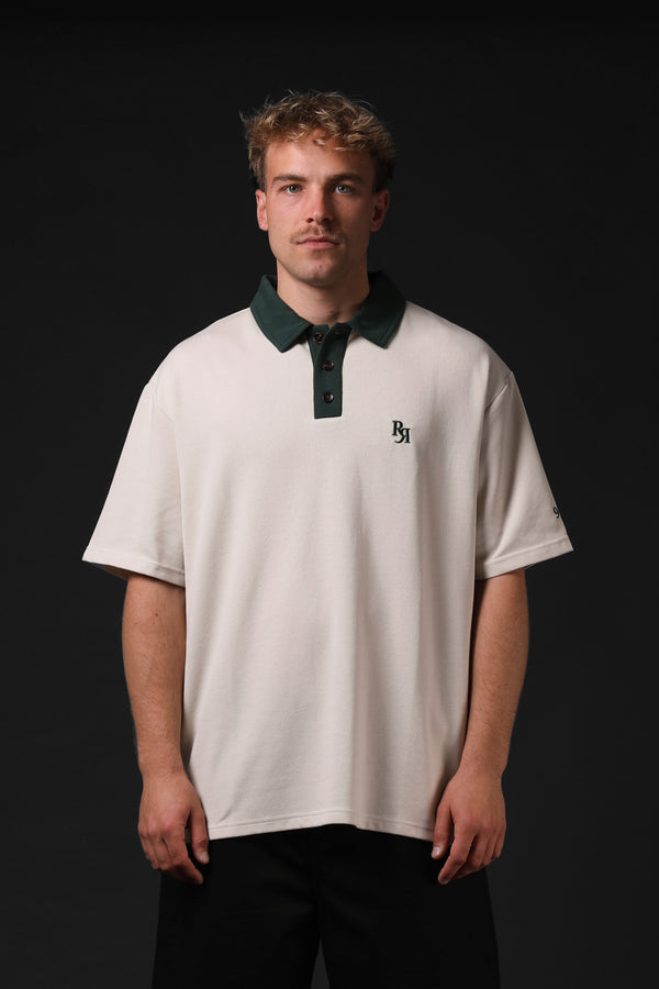 Contrast Polo - Cream/Bottle