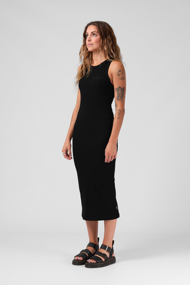 Rib Midi Dress - Black